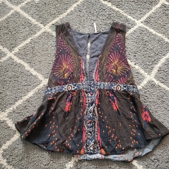 FREE PEOPLE Siren Boho Magenta Floral Tank Top S/P - Picture 1 of 12